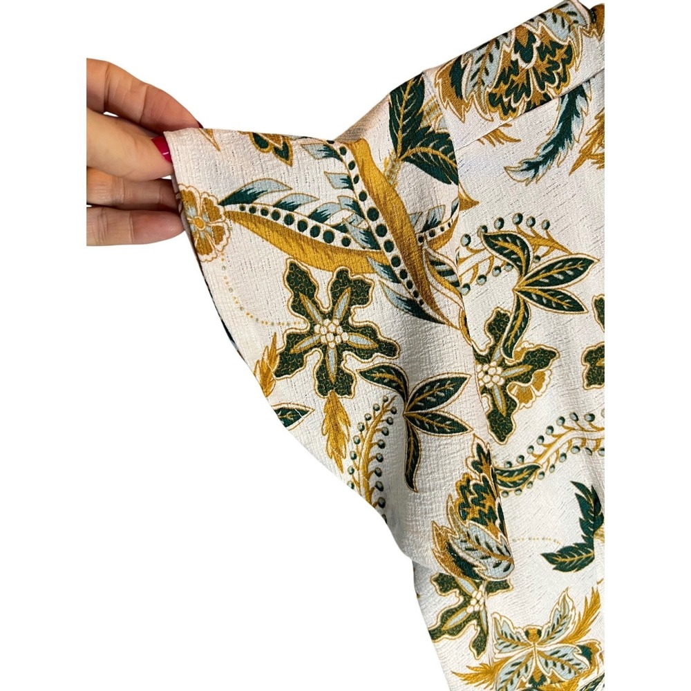 Alex & Parker Womens Floral Paisley Wrap Top Mustard Yellow Green Size M AP360 - Picture 3 of 6
